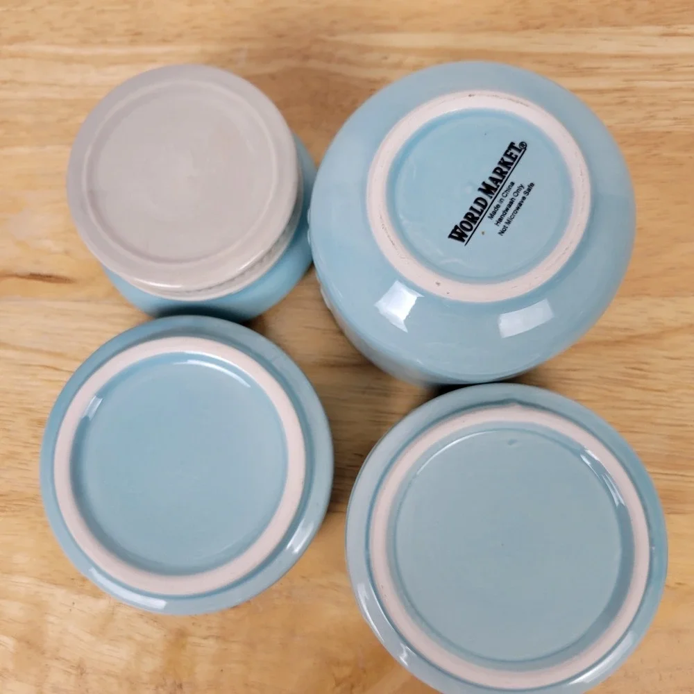 Mason Jar Measuring Cups Blue Stacking Nesting Kitchen Rustic Country Farmhouse